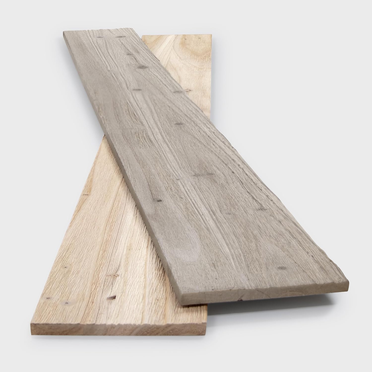 10-Pack Solid Pine Wall Planks, 47.25" x 4.75" Barn Wood Finish Rustic Real Wood Wall Panels for DIY Accent Walls & Ceilings, Natural, Covers 15.4 Sq. Ft.