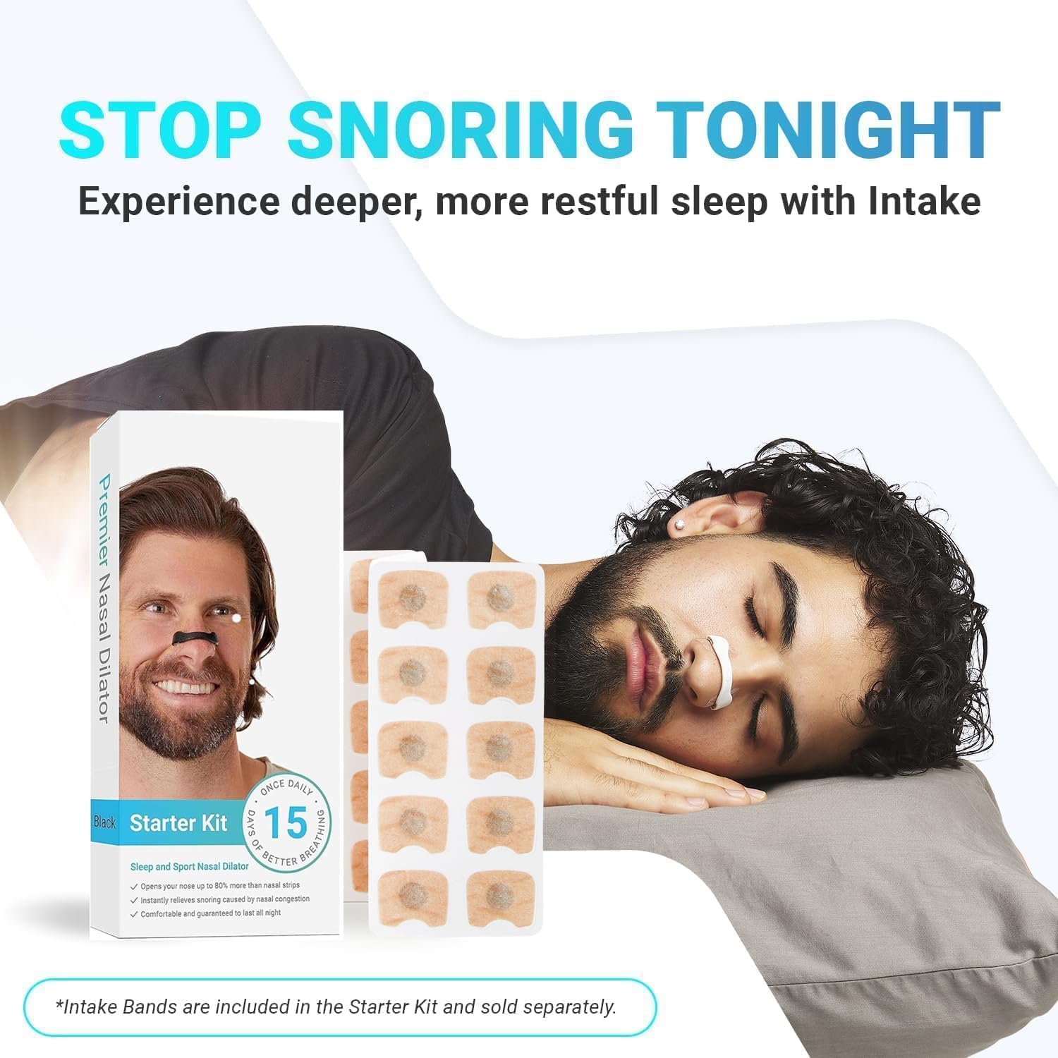 BROCCOLIN Breathing Nasal Strip Starter Kit (15 Count) - Boost Oxygen Intake, Reduce Snoring, Improve Sleep Quality - Sweat Resistant, Skin Safe Nasal Strips - Extra Strength Snoring Solution 1