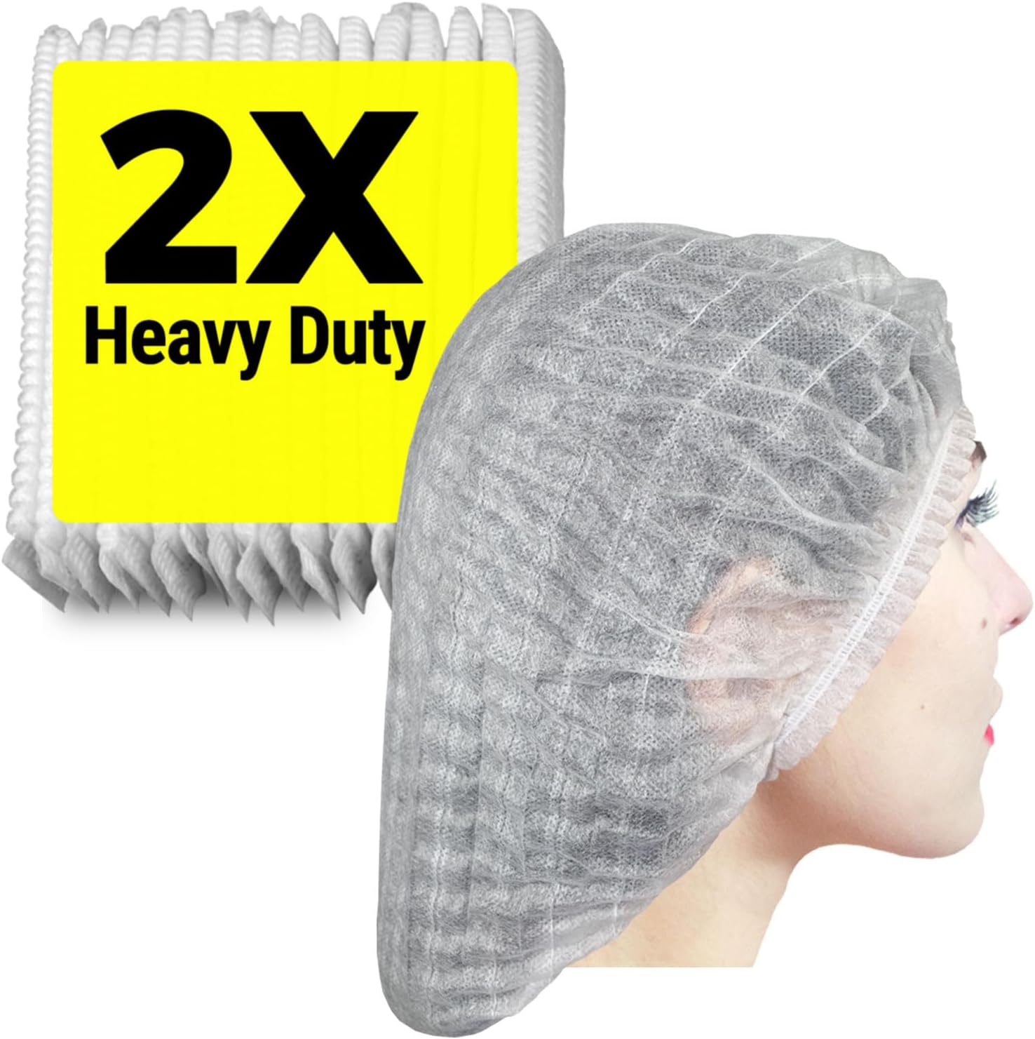 [100 Count] 2X Heavy Duty White Hair Nets For Food Service Workers, 21", Disposable Bouffant Caps Hair Nets for Women Work, Food Prep, Manufacturing and Workshop.