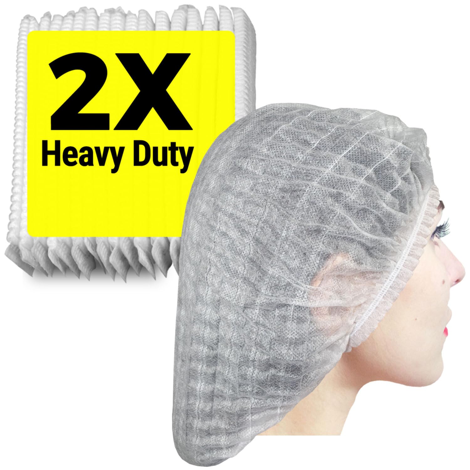 [100 Count] 2X Heavy Duty White Hair Nets For Food Service Workers, 21", Disposable Bouffant Caps Hair Nets for Women Work, Food Prep, Manufacturing