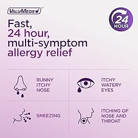 ValuMeds | Compare to Allegra | Fexofenadine HCl 180mg | 24-Hour Allergy Relief, Non-Drowsy Antihistamine Generic Medicine for Allergies, Hay Fever, Itchy Eyes | for Kids & Adults (100 Count)
