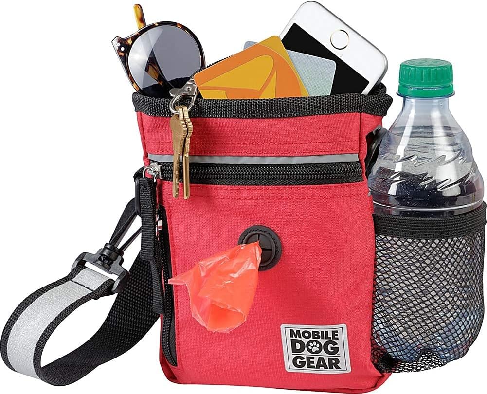 Mobile Dog Gear, Small Dog Walking Bag, Day or Night Reflective, 6 x 7 Inches Pet