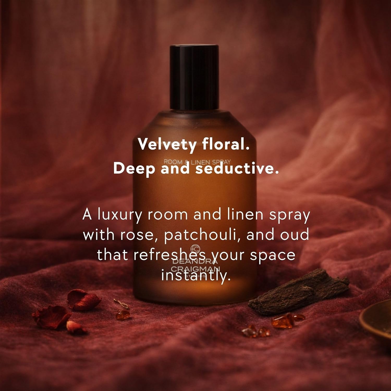 Dark Rose Patchouli Room & Linen Spray, Luxury Home Fragrance, Fabric Refresher with Rose, Patchouli & Oud