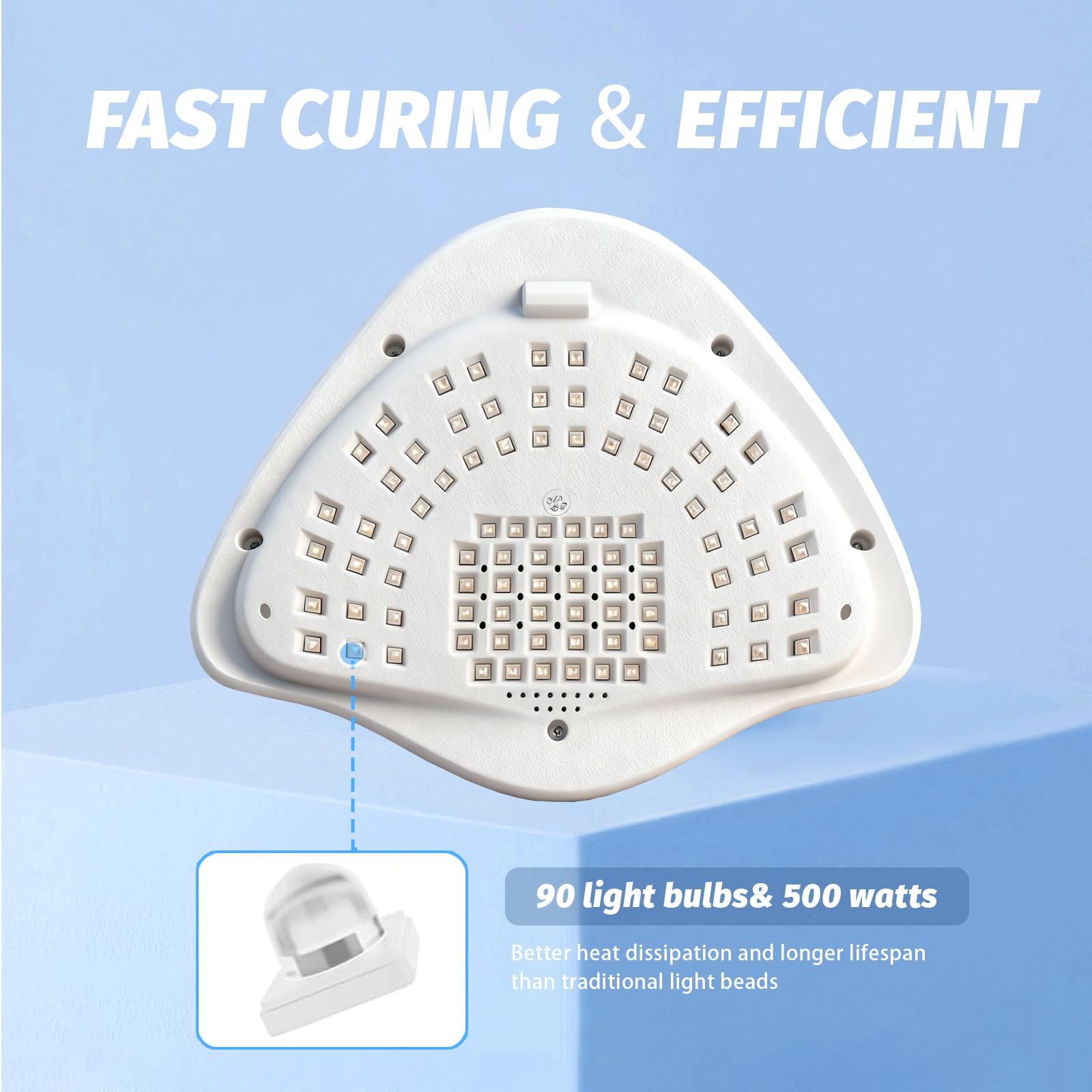 Lampada UV LED professionale da 500 W con 90 LED - Sensore intelligente e 4 timer per un'asciugatura rapida dello smalto gel - Asciugatore per unghie di qualità professionale per uso domestico