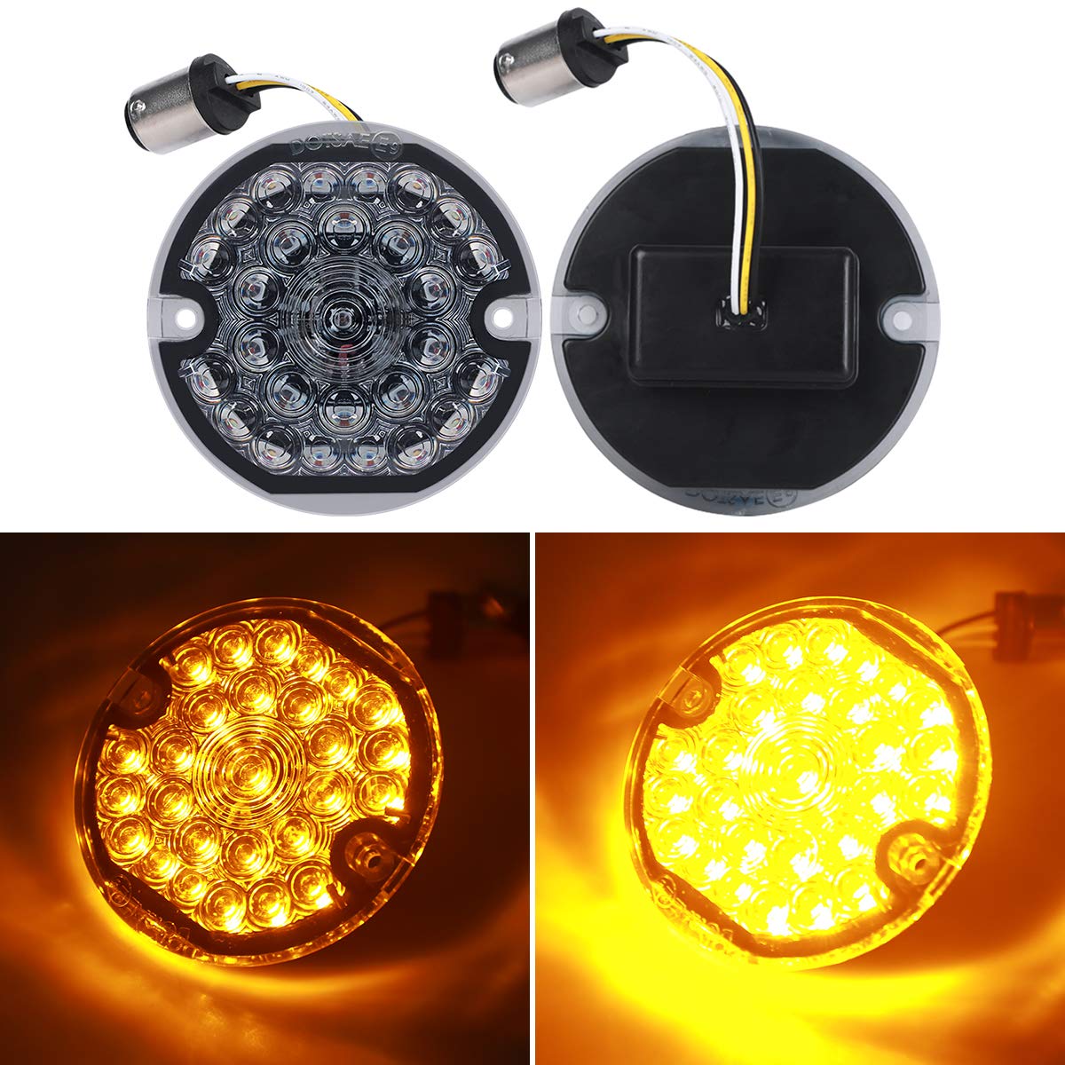 COWONE 3 1/4 Inch Led Turn Signals Front 1157 Turn Signal LED Running