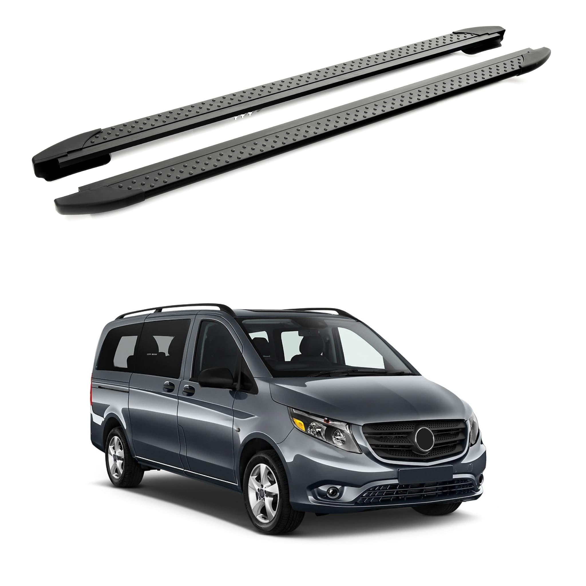 TURTLE Compatible with Mercedes-Benz Metris (W447) 2015-2024 / ExLong Version Era V2 Running Board | Black