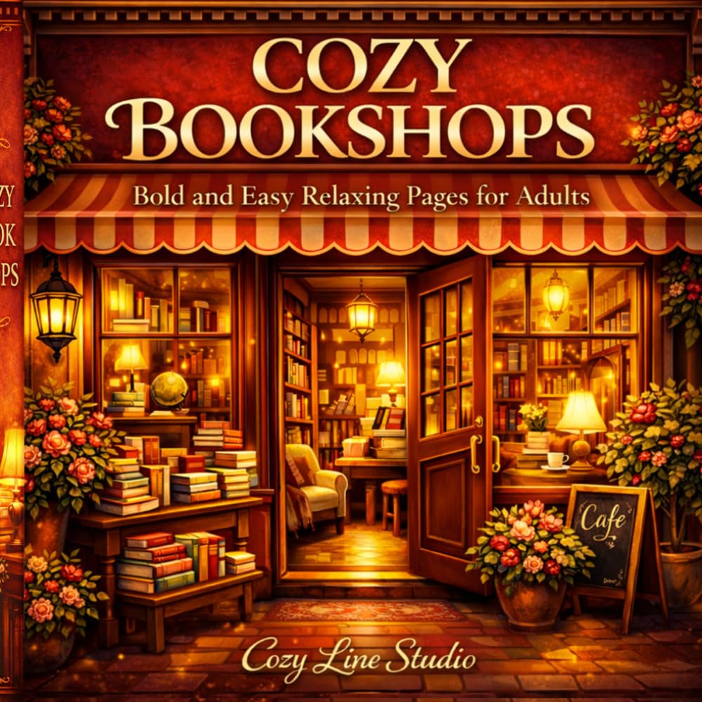 COZY BOOKSHOPS: Bold and Easy Relaxing Pages for Adults (Cozy Line Studio Collection)