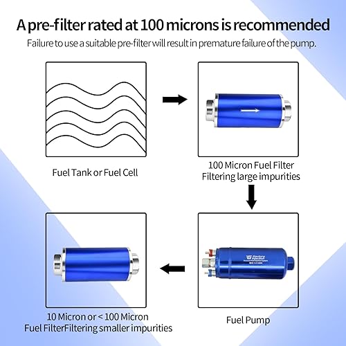 Miniatura 4 de Bomba de combustible eléctrica en línea externa universal de alto flujo 300LPH 12V con abrazadera de soporte de montaje azul