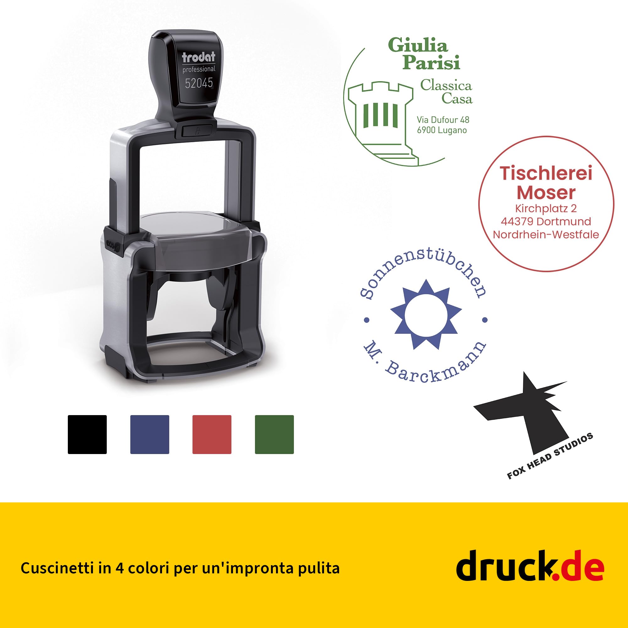 Trodat Professional 52045 - Timbro aziendale, rotondo, 4,5 cm, personalizzabile | Trodat Professional 52045 - Timbro aziendale, rotondo, 4,5 cm, personalizzabile con testo e logo, timbro aziendale