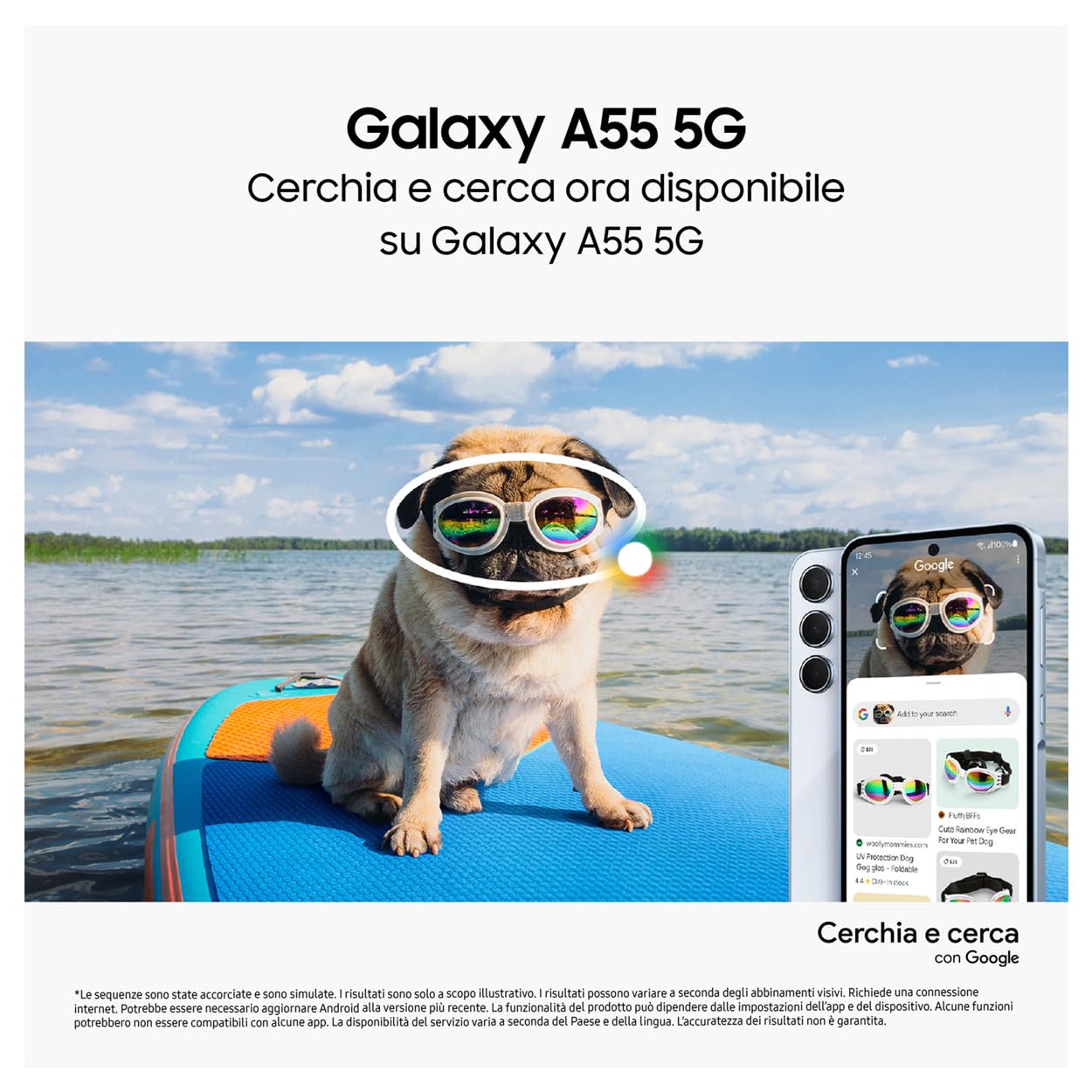 Samsung Galaxy A55 5G,Clear Cover inclusa, Smartphone Android 14, Display FHD+ Super AMOLED 6.6”, 8GB RAM e 256GB di memoria interna espandibile, Batteria 5.000 mAh, Awesome Lemon [Versione Italiana]