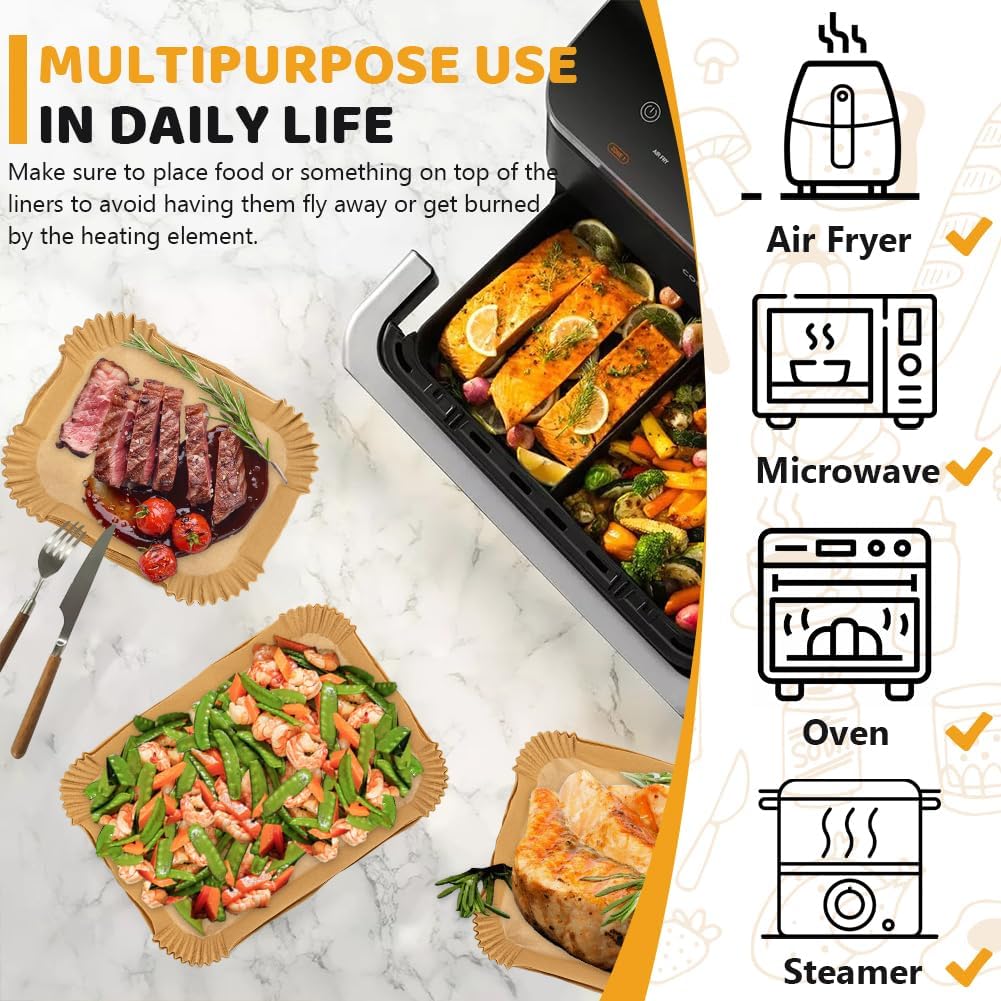 Carta Forno Per Friggitrice Ad Aria Cosori 10L - 180 Pezzi, Antiaderente, Resistente Al Calore - Foto 7