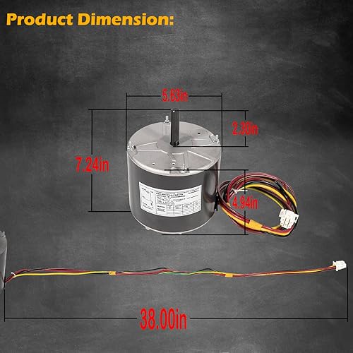Miniatura 7 de Motor de ventilador de condensación de actualización F48AA68A50, 14 Hp 230 voltios 850 RPM, reemplace el número de pieza F48AA68A50