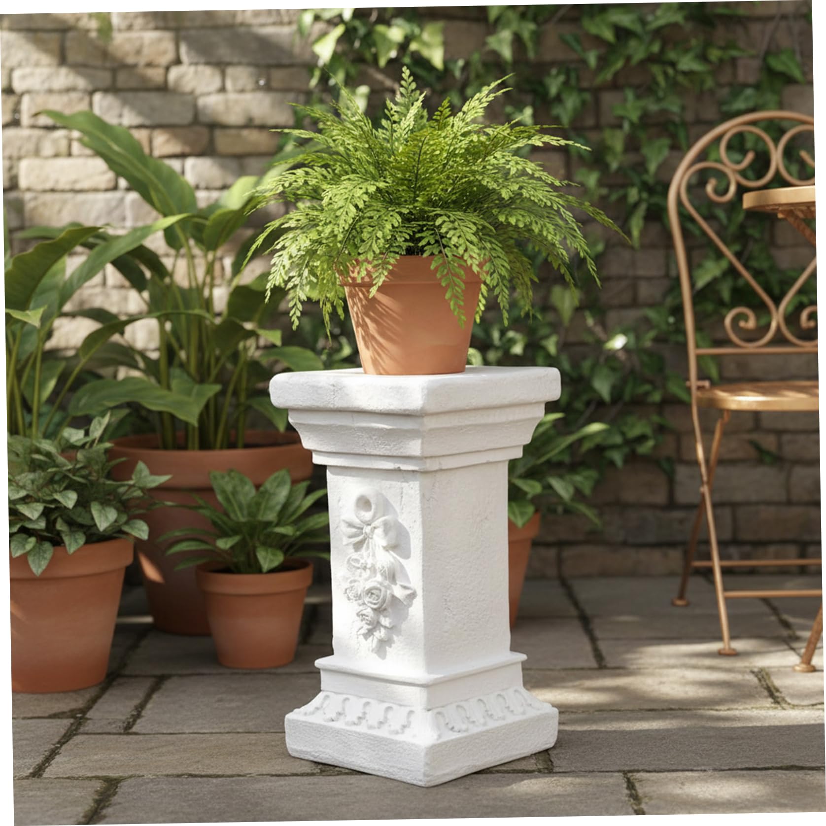 Support de statue, socle – Colonnes et piliers européens élégants, colonne et piliers en résine résistante aux intempéries pour statues, pots de fleurs, décoration 30 x 17 x 17 cm, jardinière