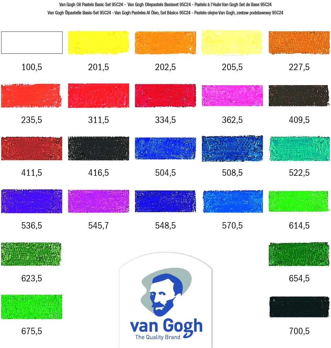 Van Gogh Oil Pastel, Round Full Stick, 24-Piece Set