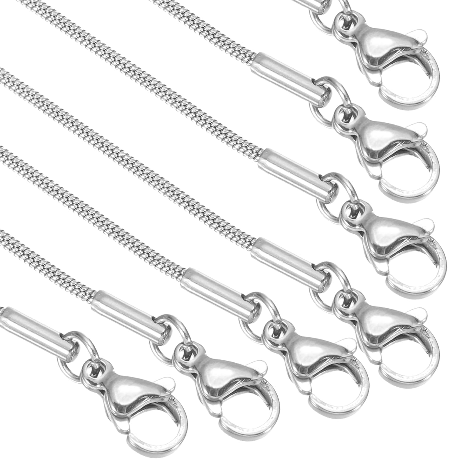 PATIKIL Collana a catena a serpente, sottile, rotonda, in acciaio inossidabile, con chiusura a moschettone, per uomini e donne, gioielli fai da te, regalo