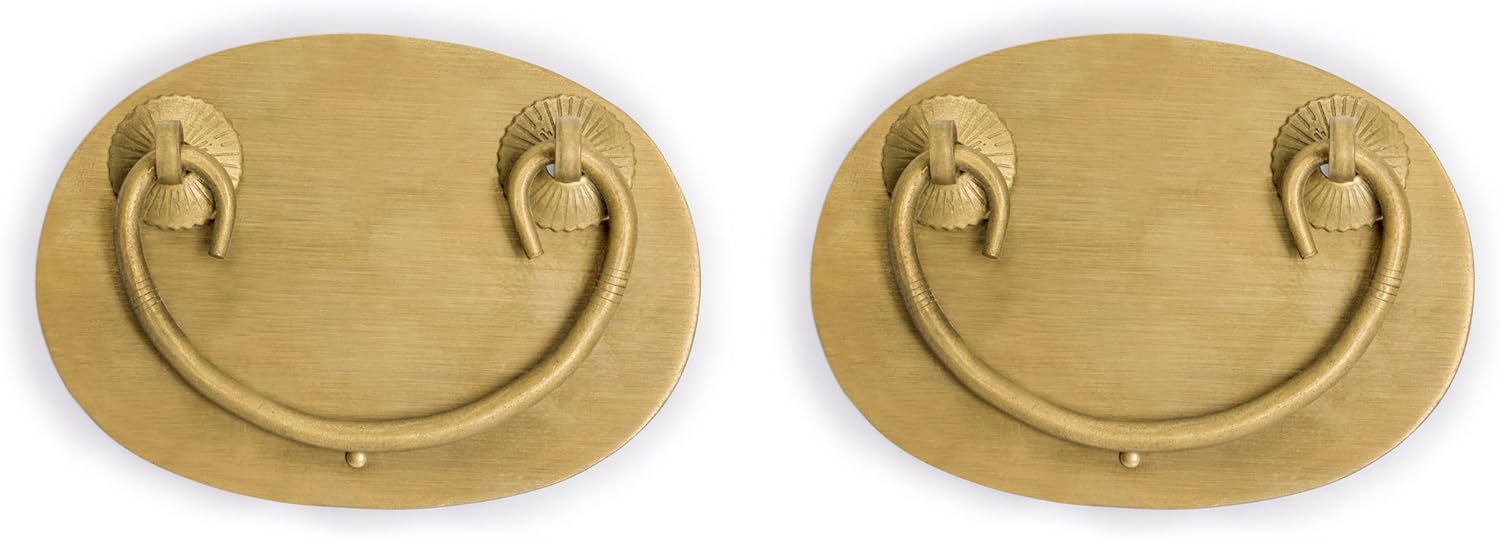 Oval Brass Drawer Pulls - Set of 2, 4", by Hardware Philosophy