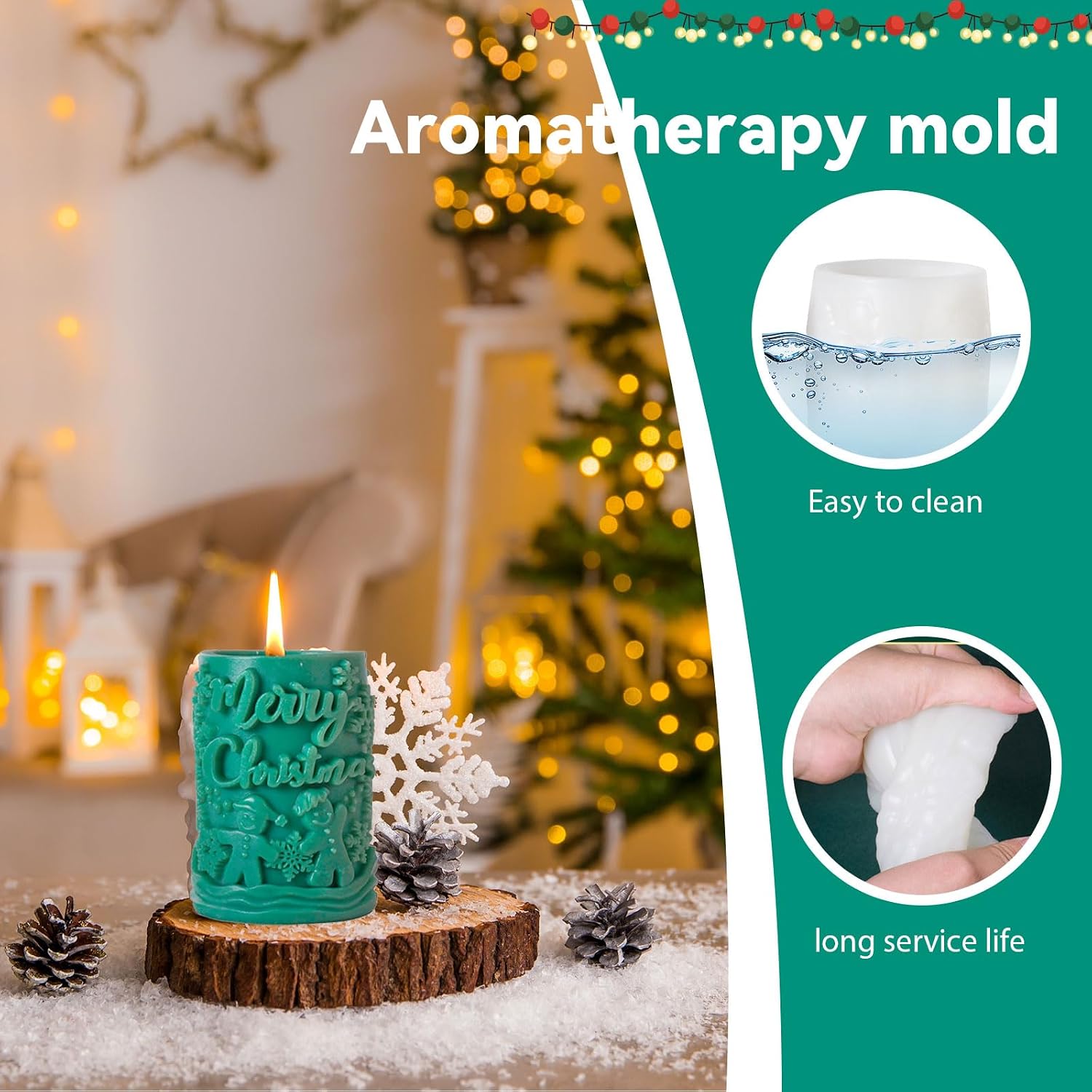 Christmas Candle Silicone Molds, 3D Candle Molds for Candle Making, Silicone Epoxy Resin Mold, Ornament Mould for DIY Wax Scented Candle Soaps Art Craft Cake Chocolate Home Decor（849）