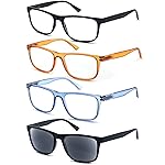 OLOMEE Reading Glasses for Men +0.50 Large Oversized Square Men\'s Readers 4 Pack Lightweight Wide Cheaters Glasses w/Spring Hinges