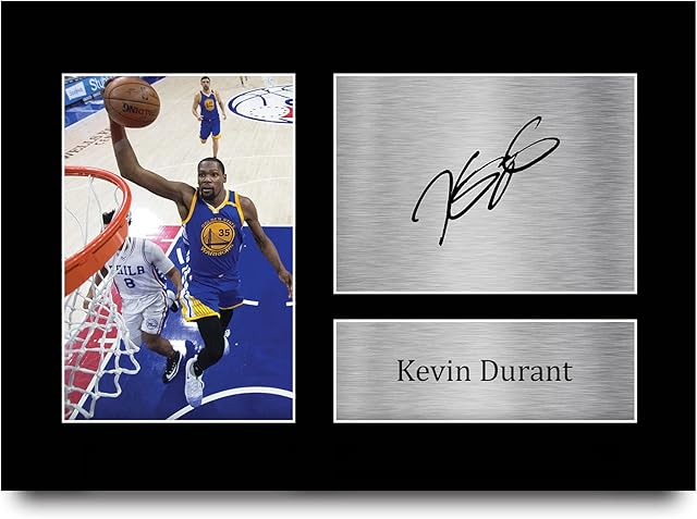 HWC Trading Kevin Durant Gift Signed A4 Printed Autograph Basketball Golden State Warriors Gifts Photo Display