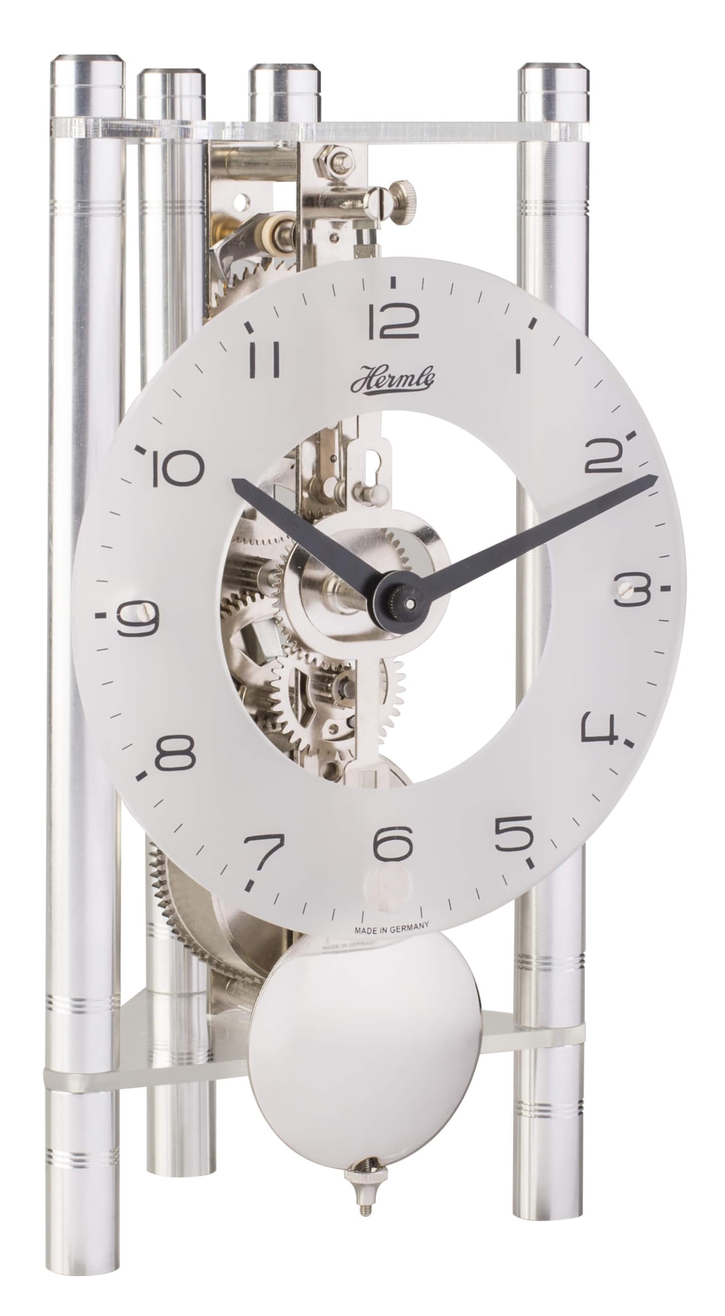 Hermle 23025-X40721 Mechanical Table Clock with Skeleton Movement and Swinging Pendulum