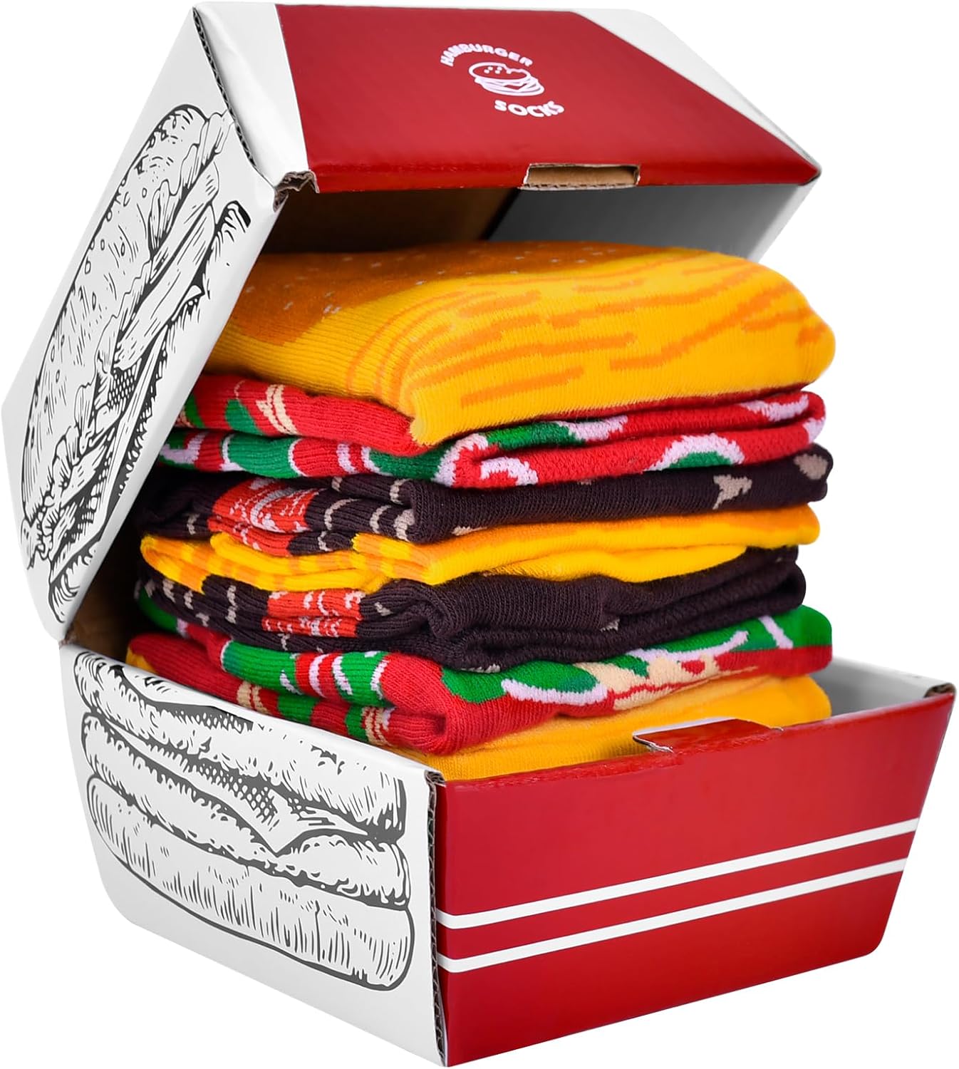 Stocking Stuffers for Men Women, Funny Food Burger Socks Box Gifts for