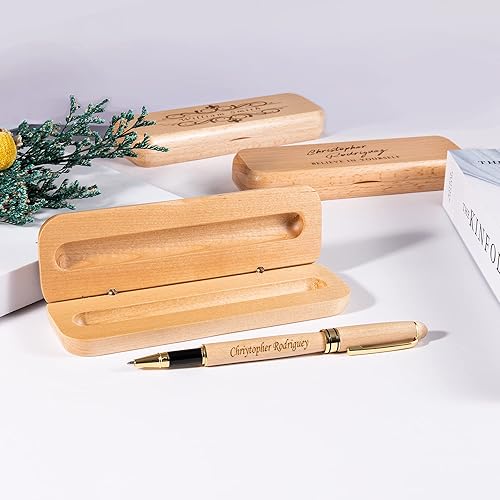 Miniatura 3 de Bivei Bolígrafo grabado de regalo para mujeres y hombres, juego de lápices y bolígrafos personalizados en madera de arce, juego de 2 bolígrafos de