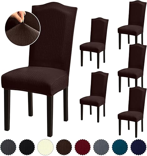 Vista 41 de Juego de 6 fundas para silla, fundas elásticas para sillas de comedor, extraíbles y lavables, para sillas de comedor, hotel, ceremonia, color gris