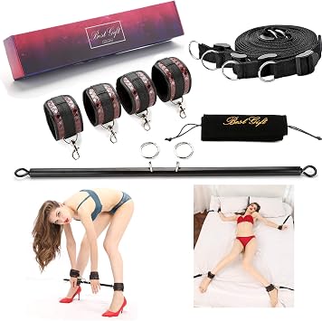 Sovyime Expandable Spreader Bar with Adjustable Straps of Yoga Black+Brown.