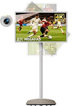 KTC MEGAPAD 32 Inch 4K Smart Portable TV on Wheels,16G+256G Storage, Android OS EDLA Certified, Four 8W Speakers, Built-in Battery&Camera, Voice Remote, UHD Touch Screen with Rolling Stand, A32Q7 Max