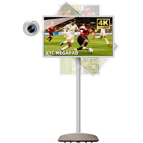 KTC MEGAPAD 32 Inch 4K Smart Portable TV on Wheels,16G+256G Storage, Android OS EDLA Certified, Four 8W Speakers, Built-in Battery&Camera, Voice Remote, UHD Touch Screen with Rolling Stand, A32Q7 Max