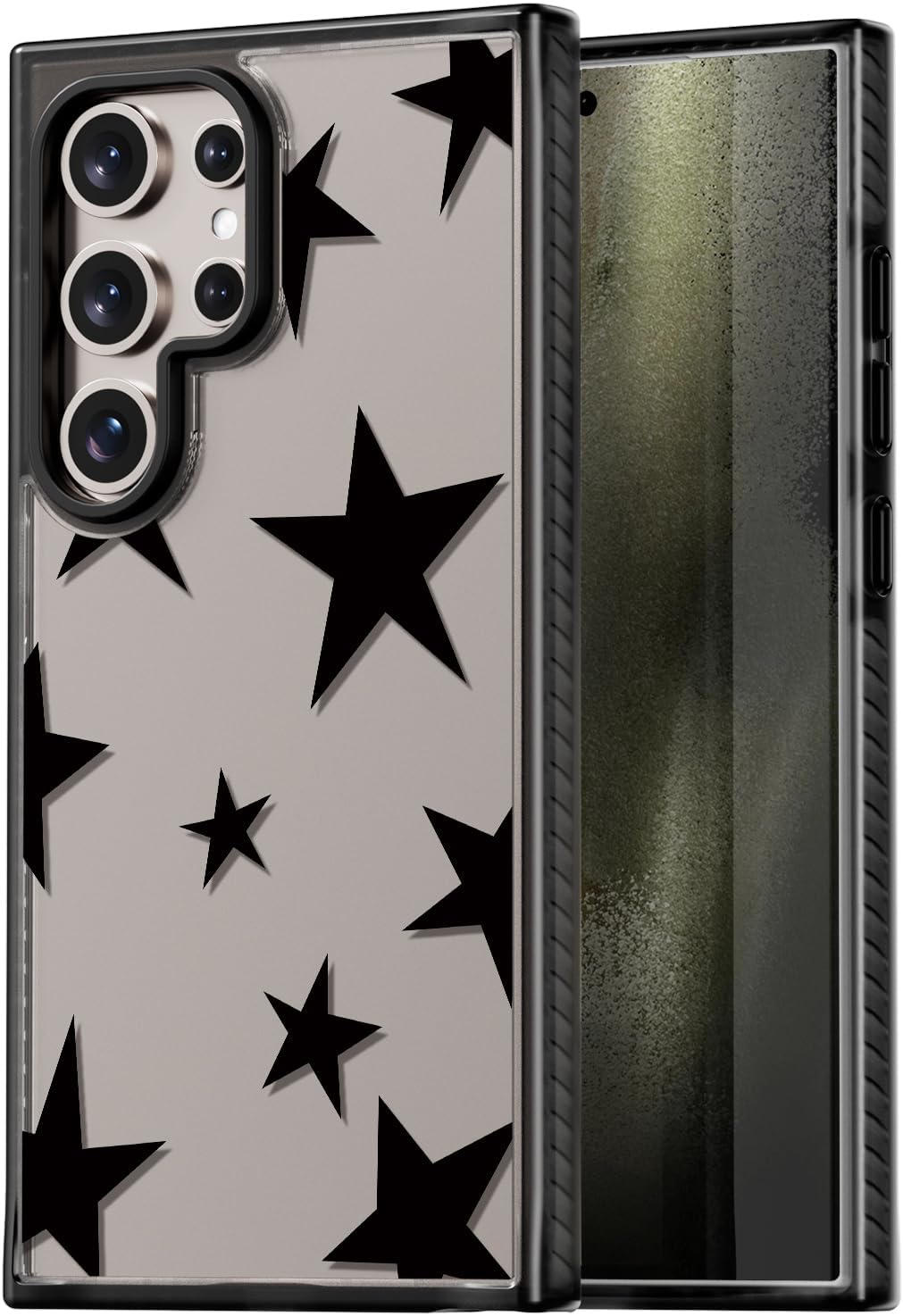 Rosarnnah Compatible for Samsung Galaxy S26 Case Cute Aesthetic - Durable Shockproof 6.6 ft Drop Impact Phone Case Cover with Funny Fashion Five-Pointed Star Design 6.2" Black