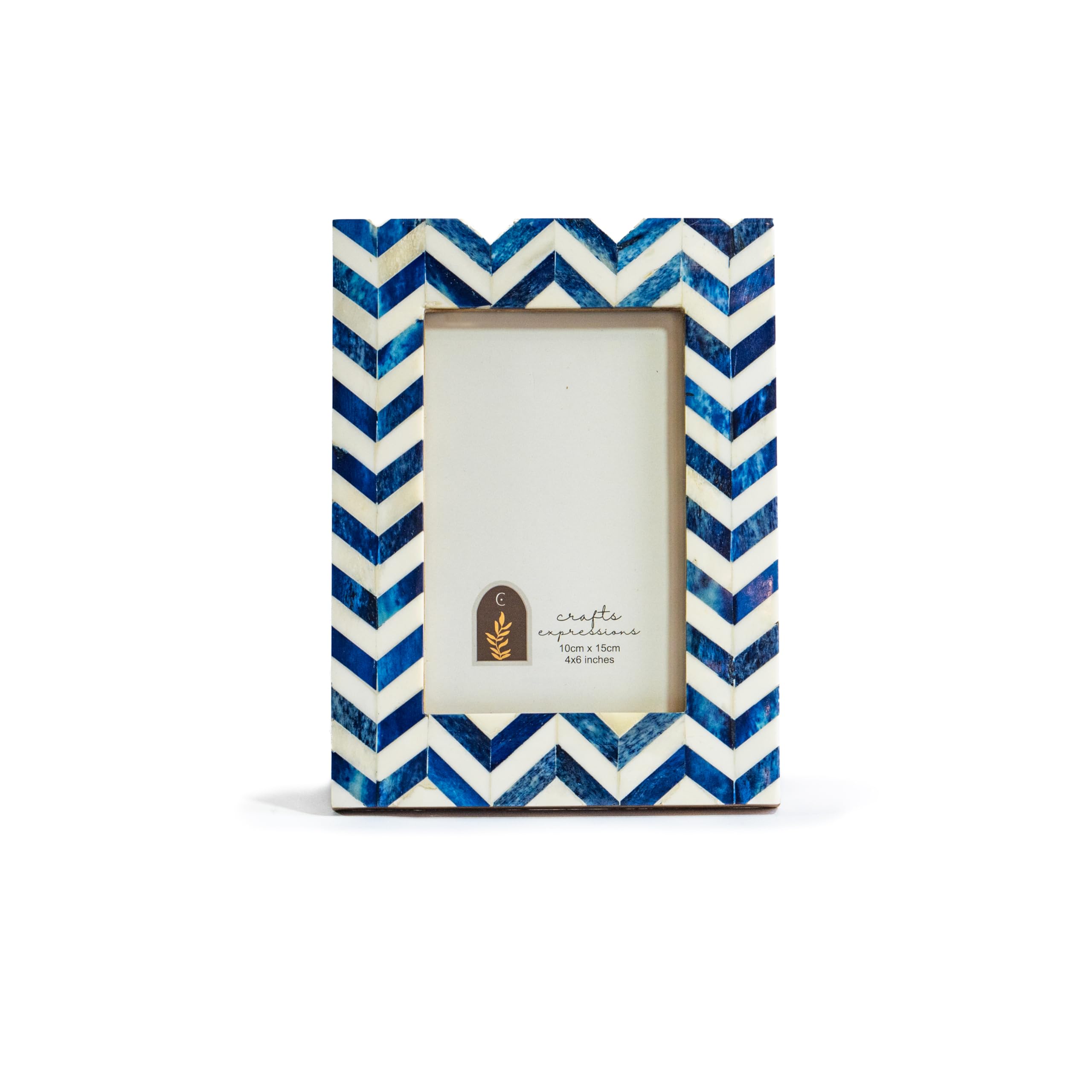 Crafts Expressions Natural White Blue Bone Photo Frame | Solid Wood Picture Frame for Table Decor, Office Decor & Home Decor 4x6