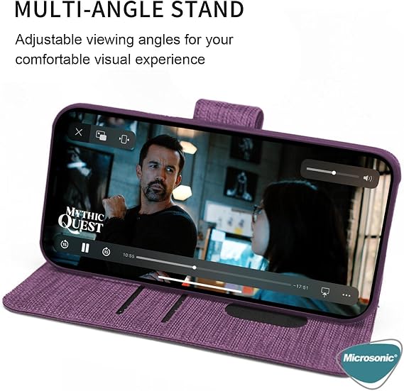 Microsonic Samsung Galaxy A34 için Kılıf Fabric Book Wallet Mor [Galaxy A34 ile Uyumlu Kılıf - Mor]