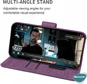 Microsonic Samsung Galaxy A34 için Kılıf Fabric Book Wallet Mor [Galaxy A34 ile Uyumlu Kılıf - Mor]