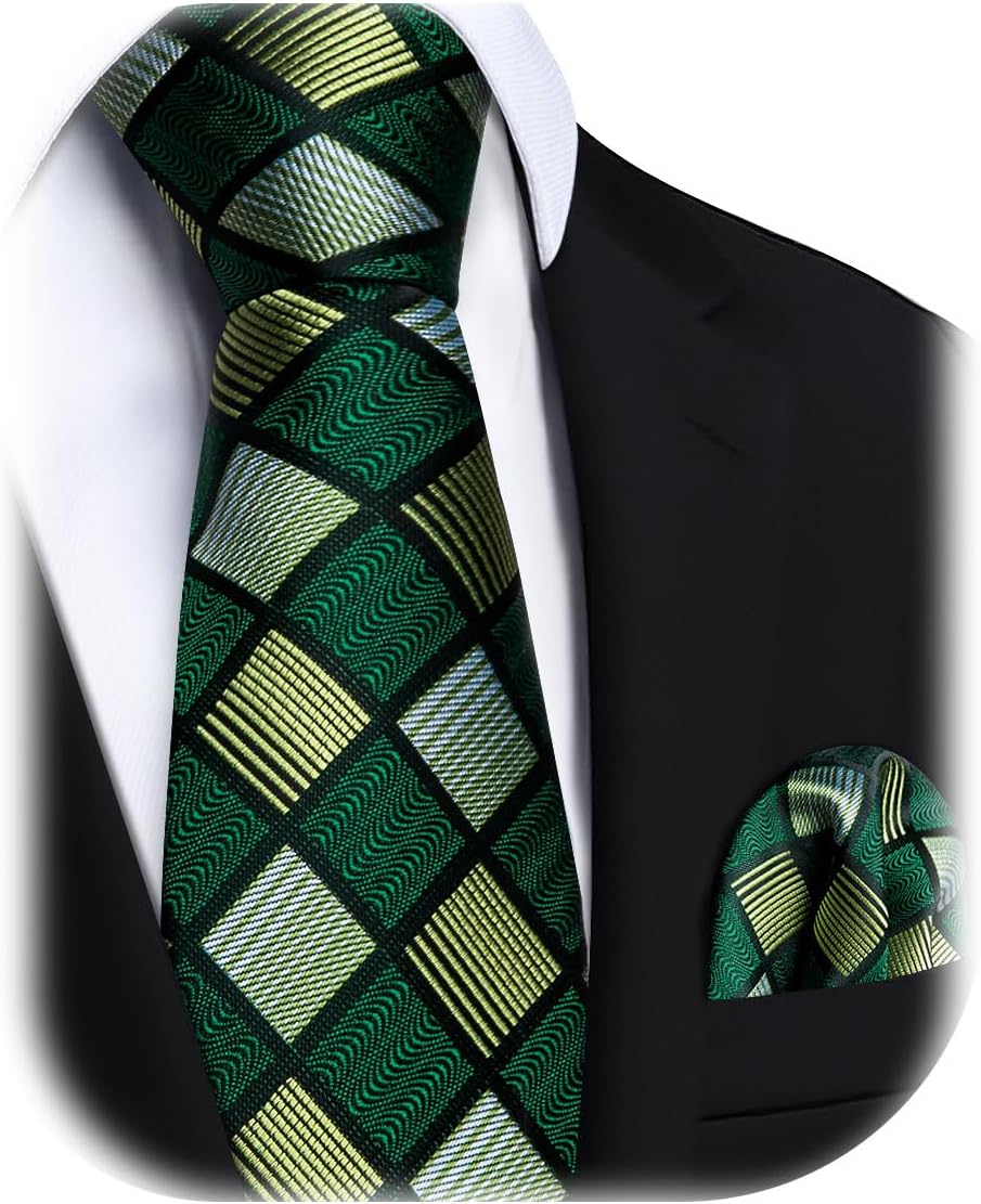 Boys Tie Adjustable Pre-tied Clip on Kids Necktie Set Hanky Ages 8-14 Striped Plaid School Uniforms Graduation