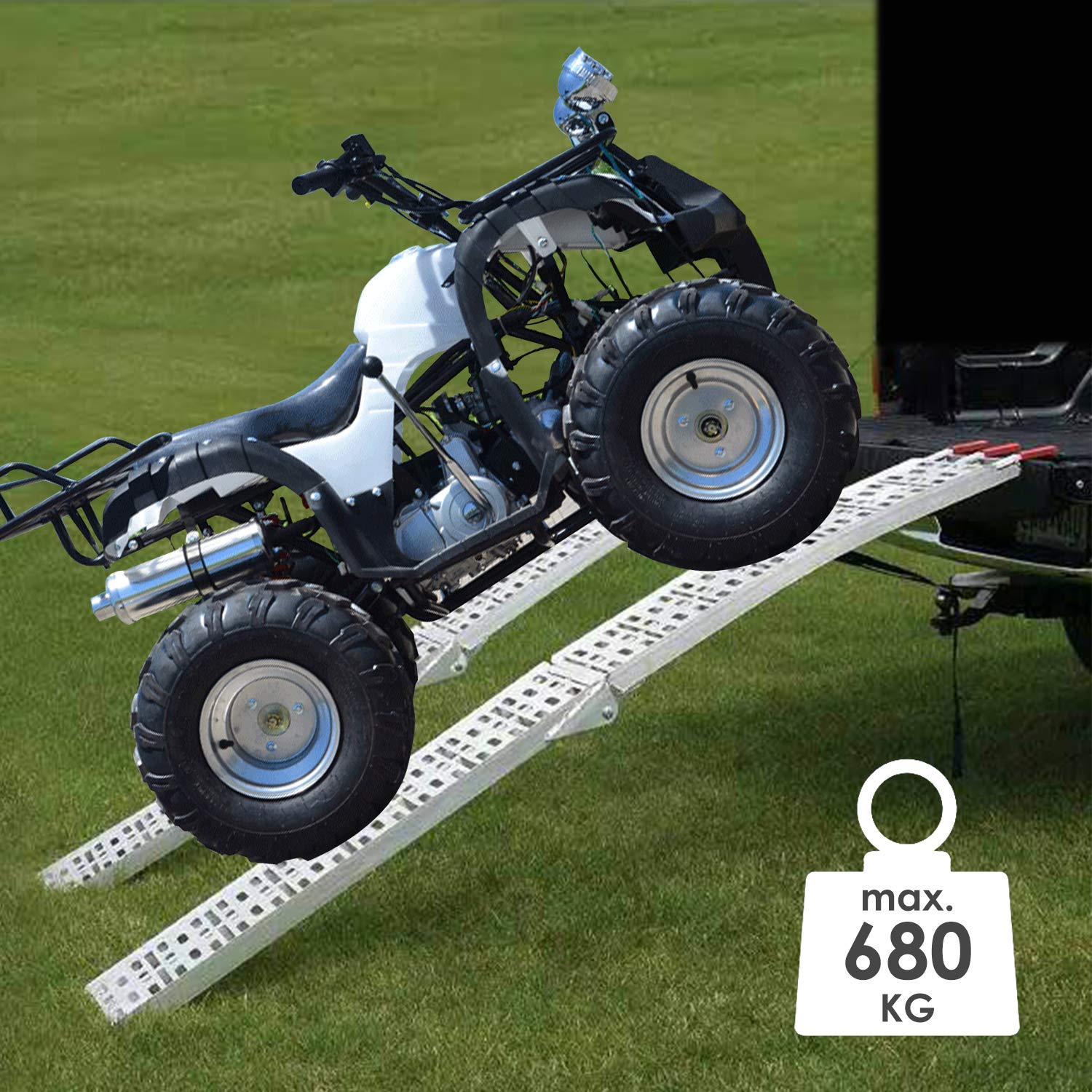 1X Rampa de Carga,Rampas de Carga 340 kg, Antideslizante Rampa de Carga,Aluminio Rampa Plegable, para Coche, Remolque, Motocicleta, Bicicleta, ATV, Coches