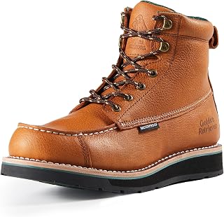 Golden Retriever Men's 6" Waterproof Soft Toe Work Boots, Slip Resistant | EH Protection with Supportive Construction and Oil Resistant Traction for Demanding Workdays