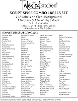 Vista 6 de Talented Kitchen 272 etiquetas adhesivas para especias, etiquetas transparentes para tarros de especias preimpresas para condimentar hierbas