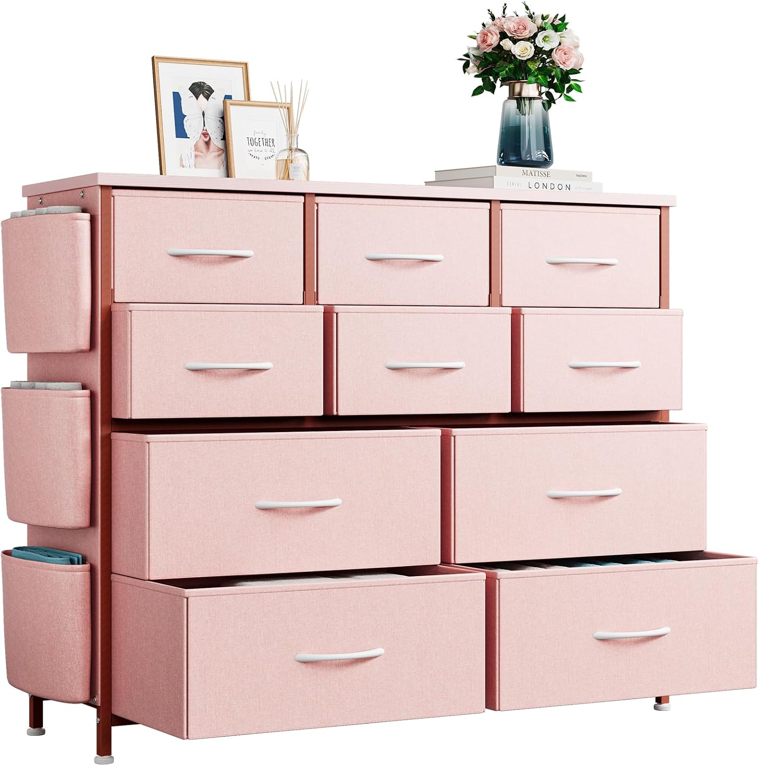 GarveeHome Dresser for Bedroom, Fabric Dressers & Chests of Drawers with Side Pockets, Chest of Drawers for Closet, Living Room, Closet, Hallway