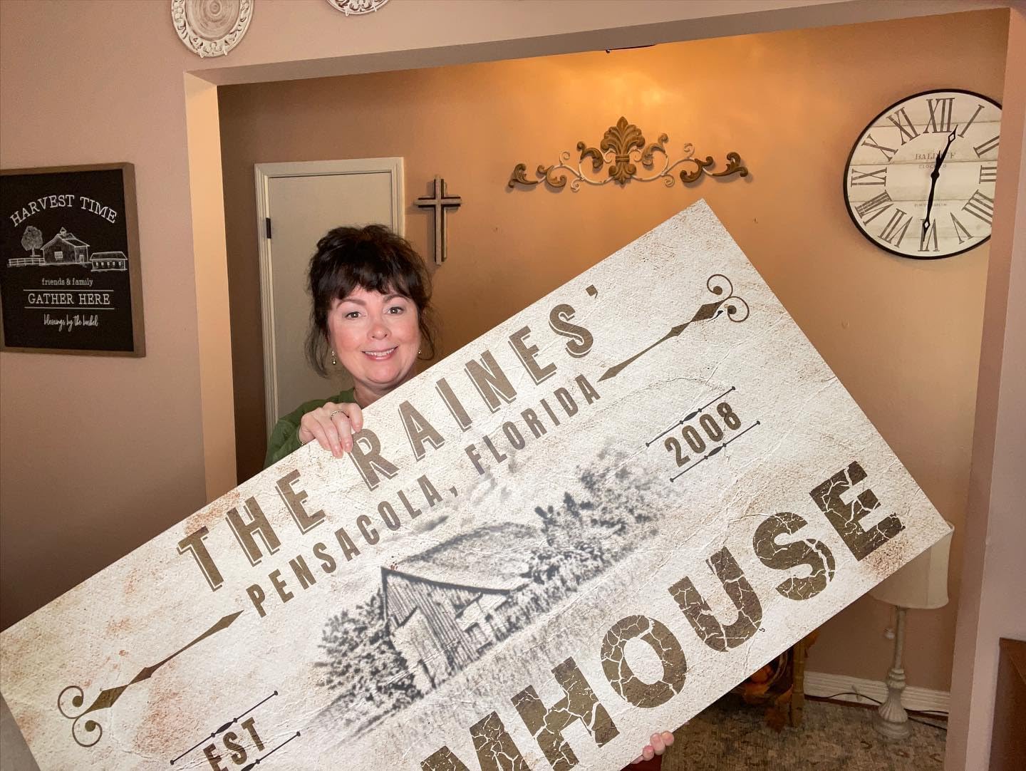 TAILORED CANVASES Farmhouse Sign - Large Rustic Farmhouse Wall Decor Art Decor for Home, Living Room, Office, Entryway - Personalized Rustic Canvas Old Paper Background 36in x 12in