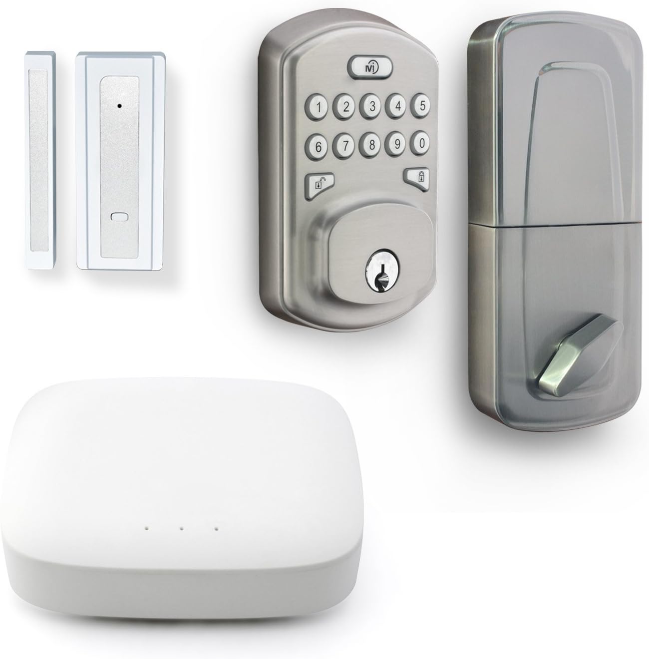 MiLOCKS LoRa HUB Bridge, Satin Brushed Nickle Deadbolt Door Lock, Door ...
