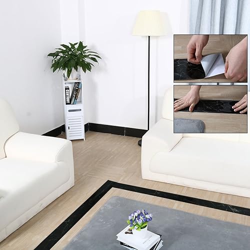 Miniatura 7 de uxcell Película autoadhesiva, papel de mármol negro, línea de cintura de pared, calcomanía de borde, piso de sala de estar, 16.4 pies
