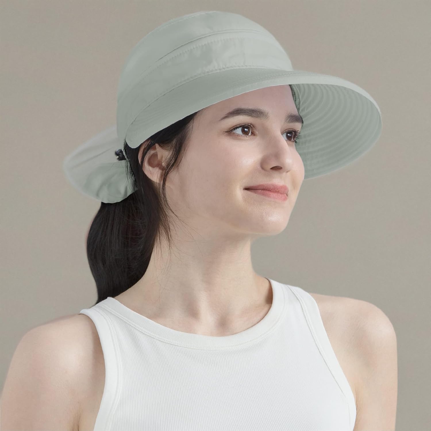 SUN CUBE Women Sun Hat for Outdoor UV Protection, Wide Brim Sun Hat Ponytail, Convertible Zip-Off Beach Hat Visor - Image 10