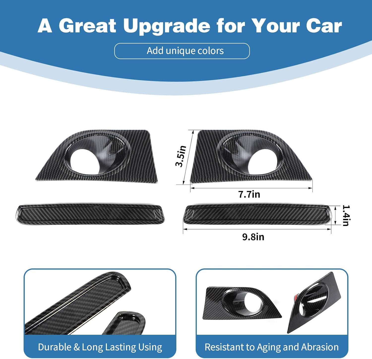 for Mustang Front Bumper Fog Light Cover Trim Carbon Fiber for Ford Mustang 2010-2014 Carbon Fiber Exterior Accessories 4pcs