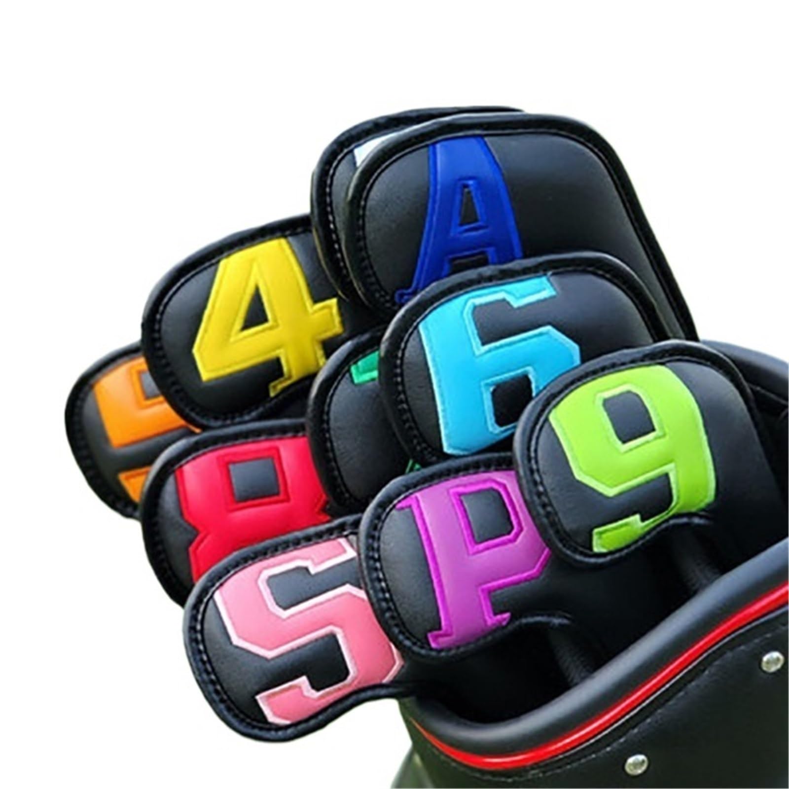Fundas para Cabeza De Club De Golf Juego de Fundas for Cabeza Hierro for Golf, 10 Uds., Cubierta número 3-9, gradientes ASP Coloridos, Blanco, 7 Cuña o Individual