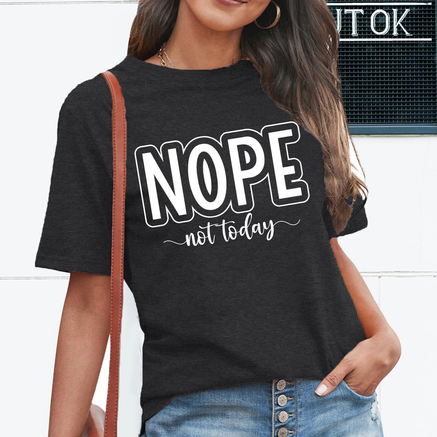 MAIHUN Women Nope Not Today Shirt Funny Saying Short Sleeve Summer Blouse Tee Top - Image 2