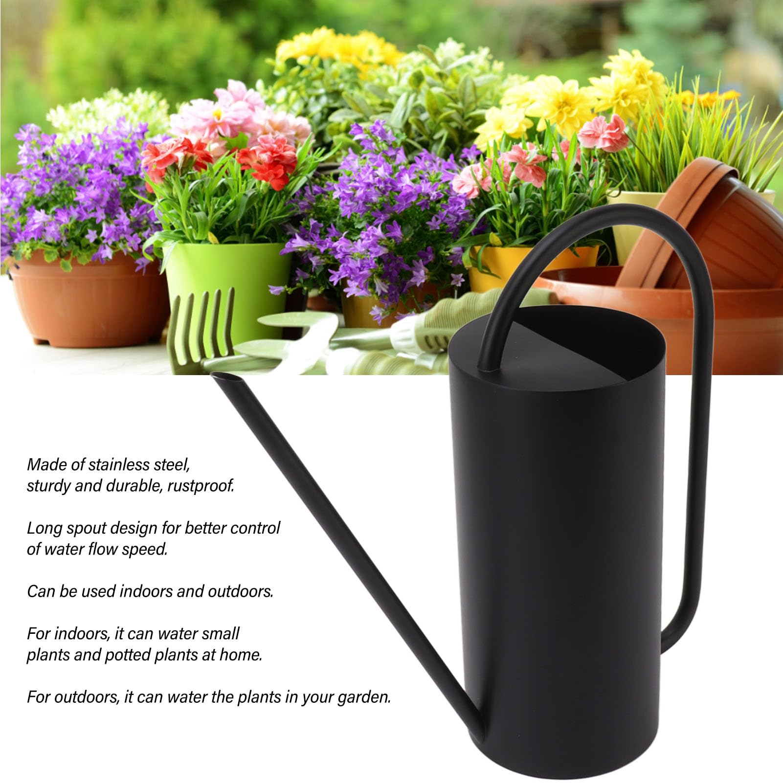 Annaffiatoio per piante con beccuccio lungo da 1500 ml, grande capacità, bollitore per irrigazione, vaso in acciaio inossidabile, forniture per giardinaggio, colore oro YMYNY
