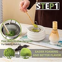 Vista 3 de Soporte para batidor Matcha Chasen, soporte de cerámica para batidor tradicional japonés (verde mate)