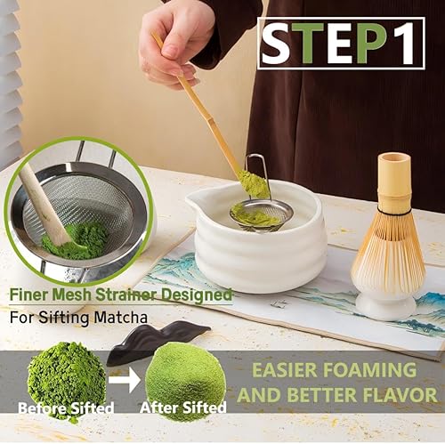 Miniatura 3 de Soporte para batidor Matcha Chasen, soporte de cerámica para batidor tradicional japonés (verde mate)