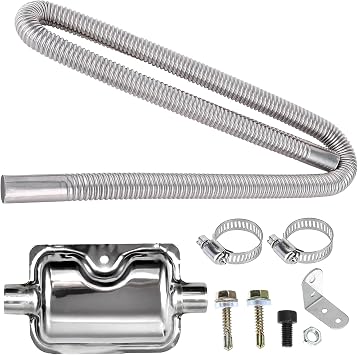 2.5CM/1in Inner Parking Air Heater Exhaust Pipe,150cm Stainless Steel Exhaust Pipe Parking Air Heater Fuel Tank Diesel Gas Vent Hose with Exhaust Muffler150cm